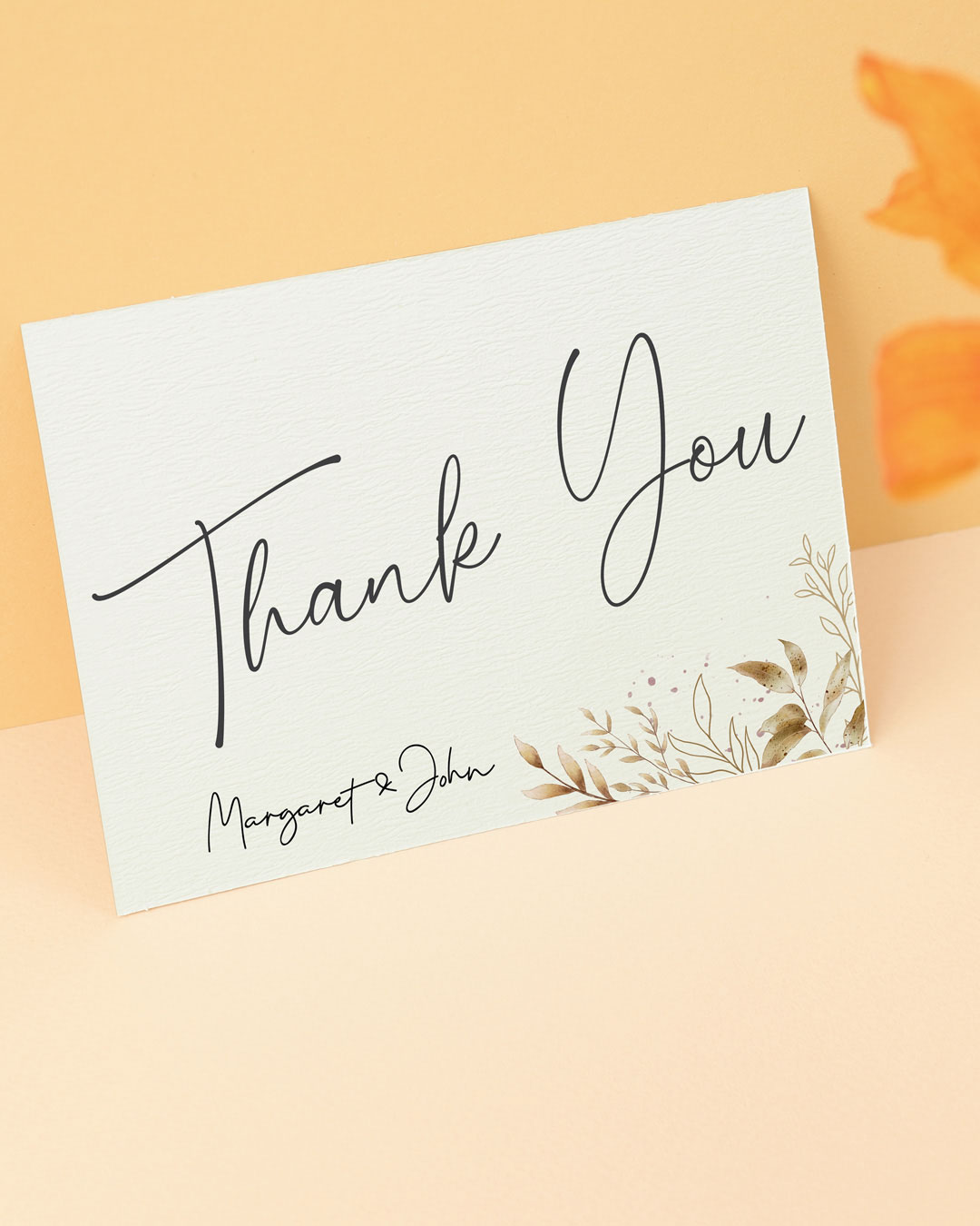 Golden Leaf Thank You Cards Wedding