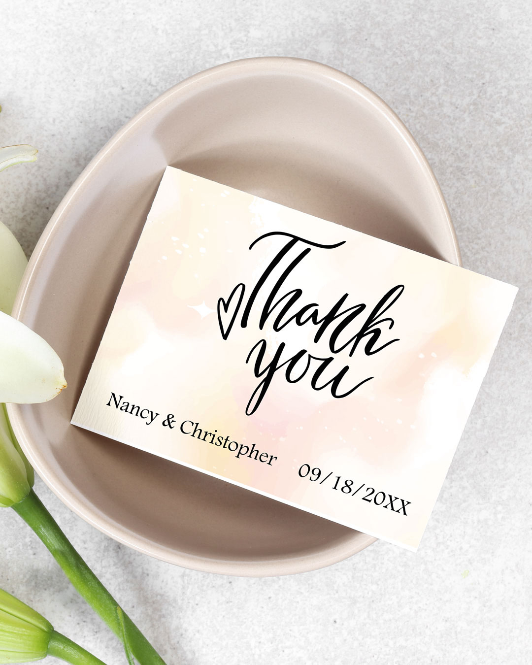 Watercolor Yellow & Pink Thank You Cards Wedding
