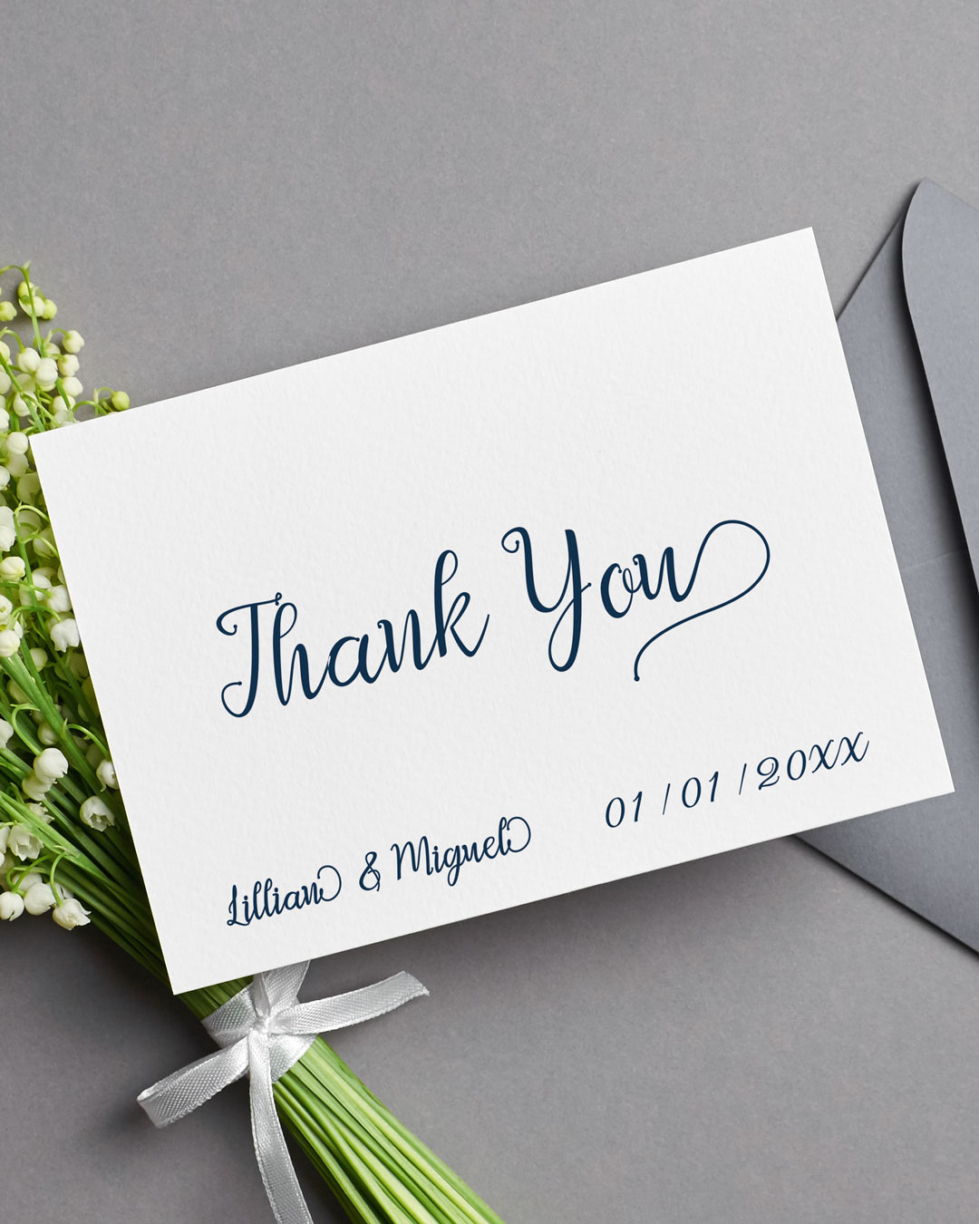 Simple Classic White Thank You Cards Wedding