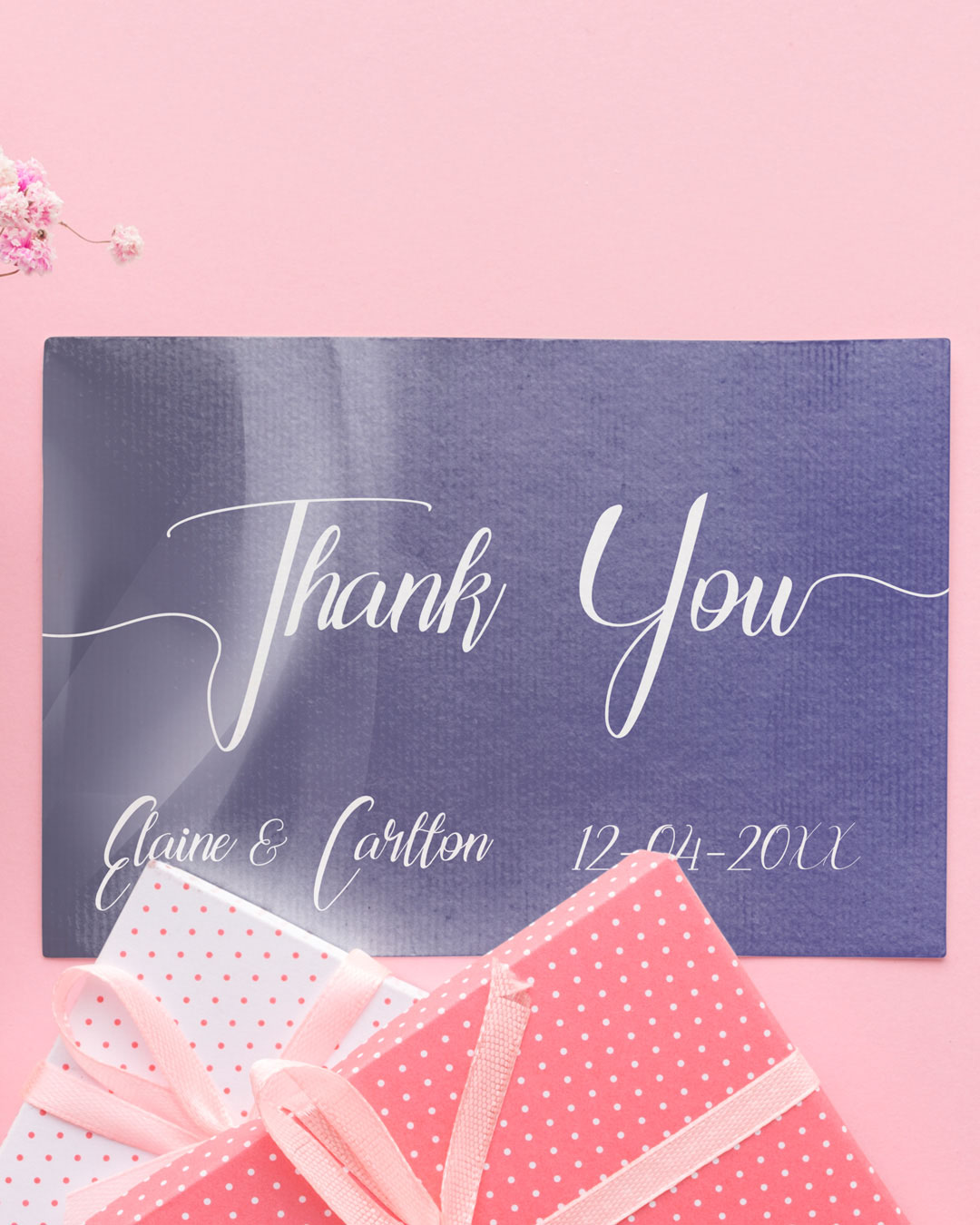 Dark Blue Design Thank You Cards Wedding