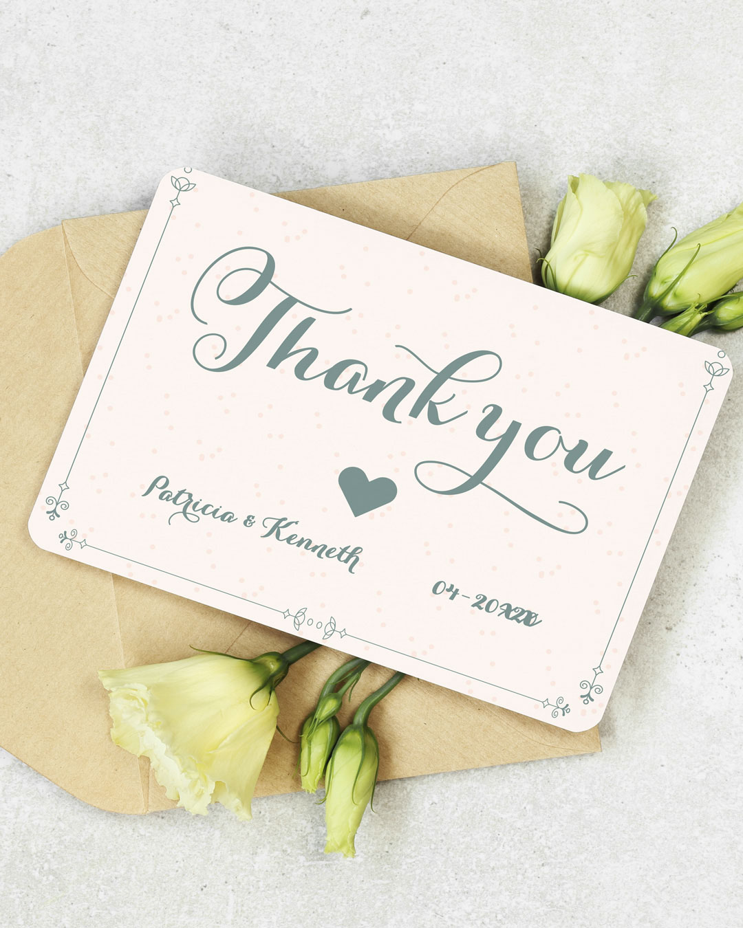 Simple Turquoise Frame Thank You Cards Wedding