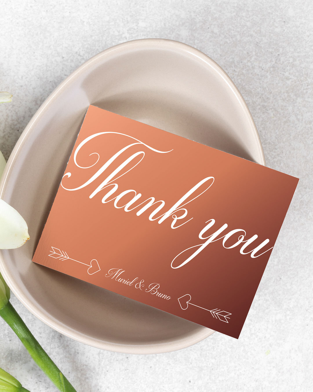 Arrows of Heart in Bronze Thank You Cards Wedding