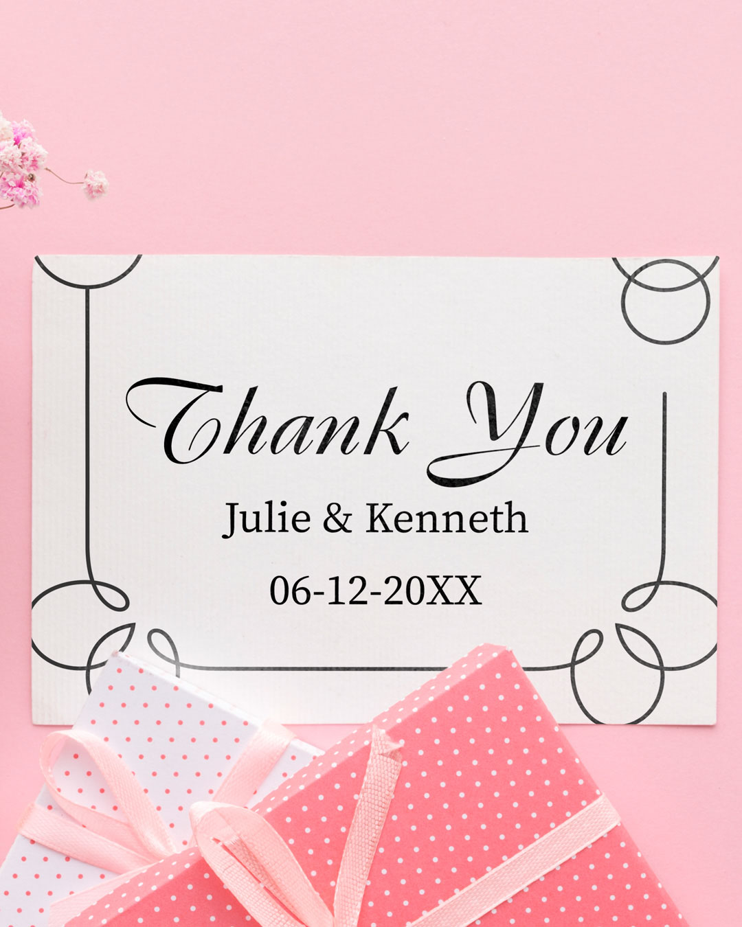 Black Minimalist Frame Thank You Cards Wedding