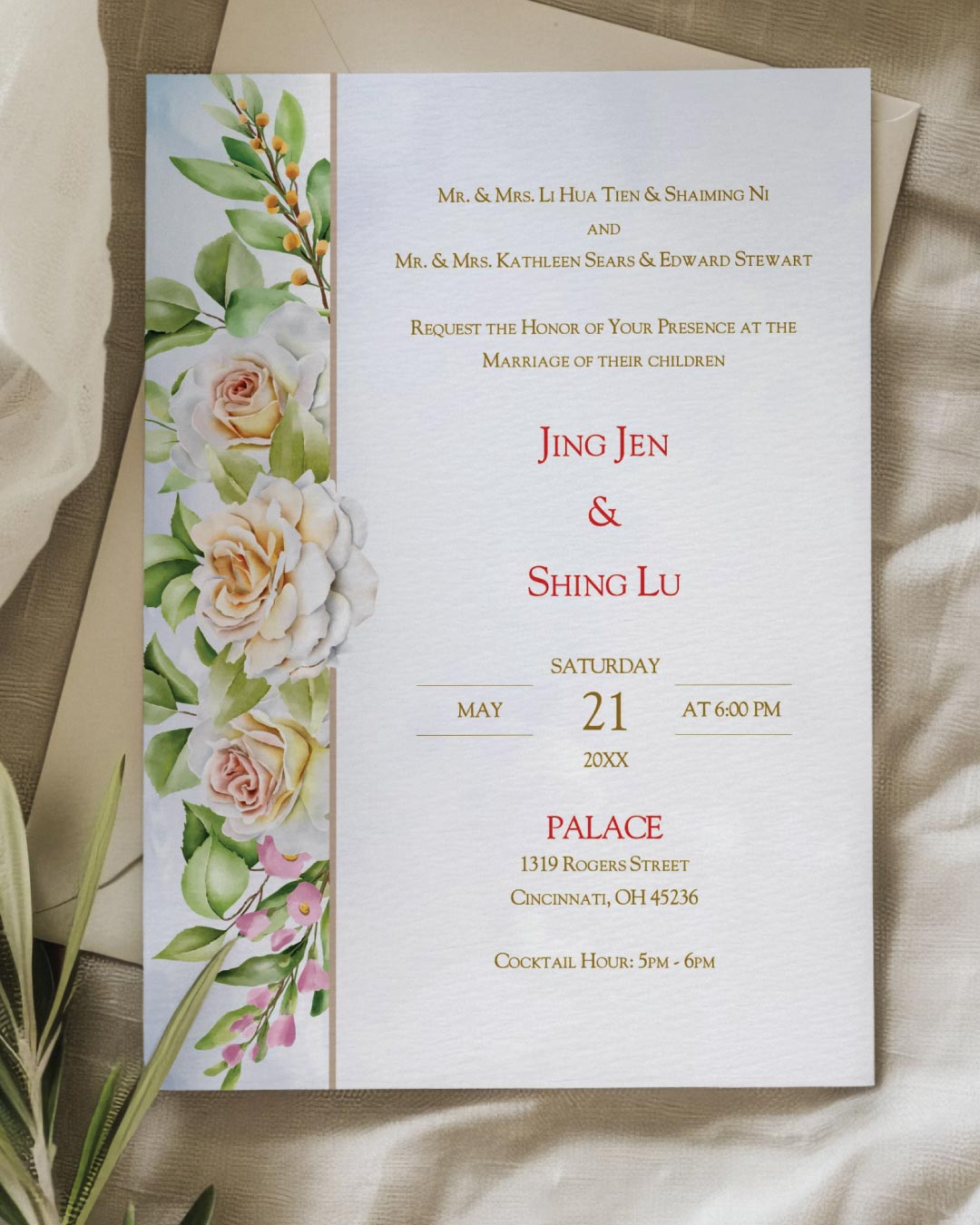 Asian Fusion Simple Flat 5x7 Wedding Invitation AP Printing - Asian Fusion Simple Flat 5x7 Wedding Invitation - Custom Printing Services