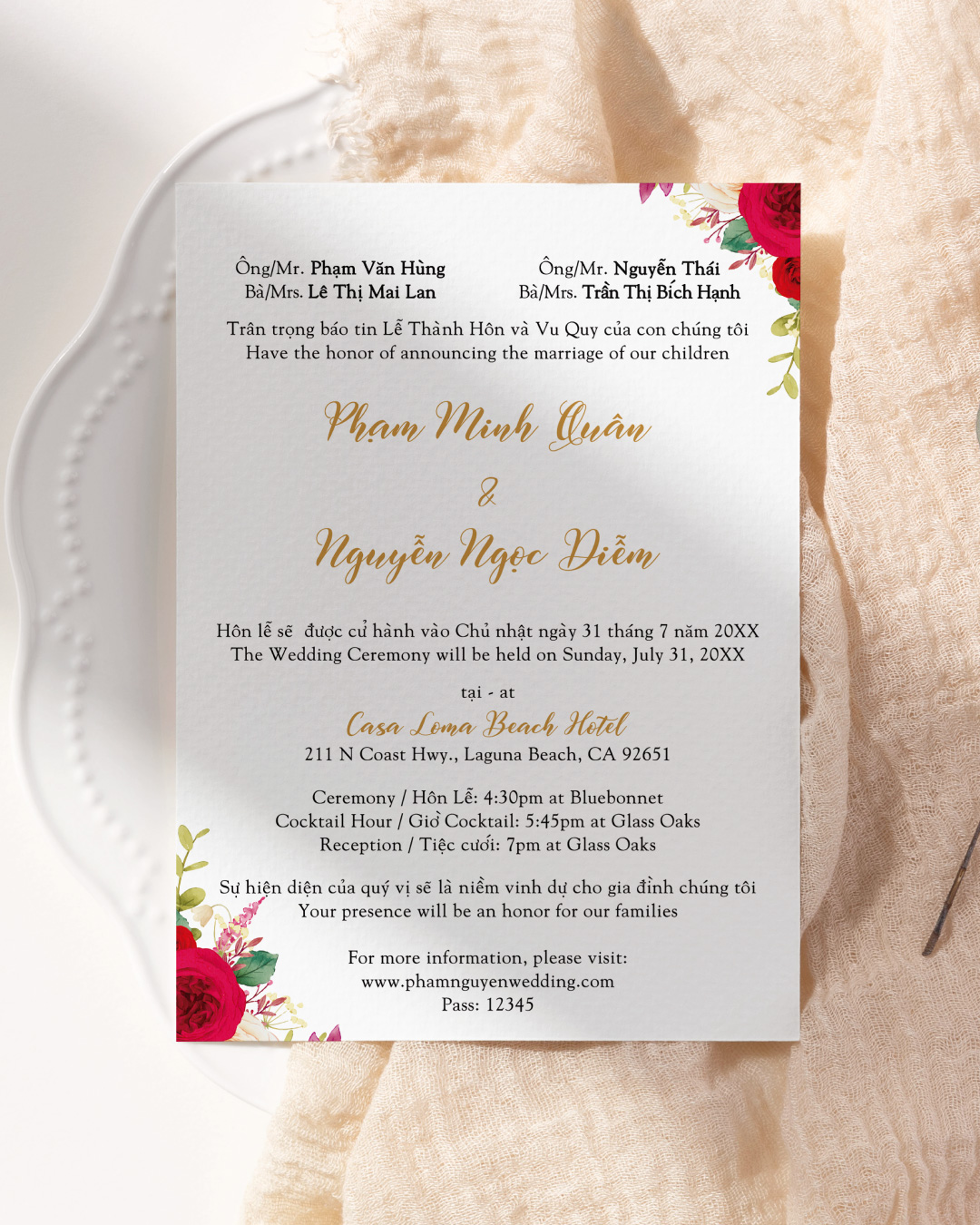 Gorgeous Flower Arrangement Simple Flat 5x7 Wedding Invitation AP Printing - Gorgeous Flower Arrangement Simple Flat 5x7 Wedding Invitation - Custom Printing Services