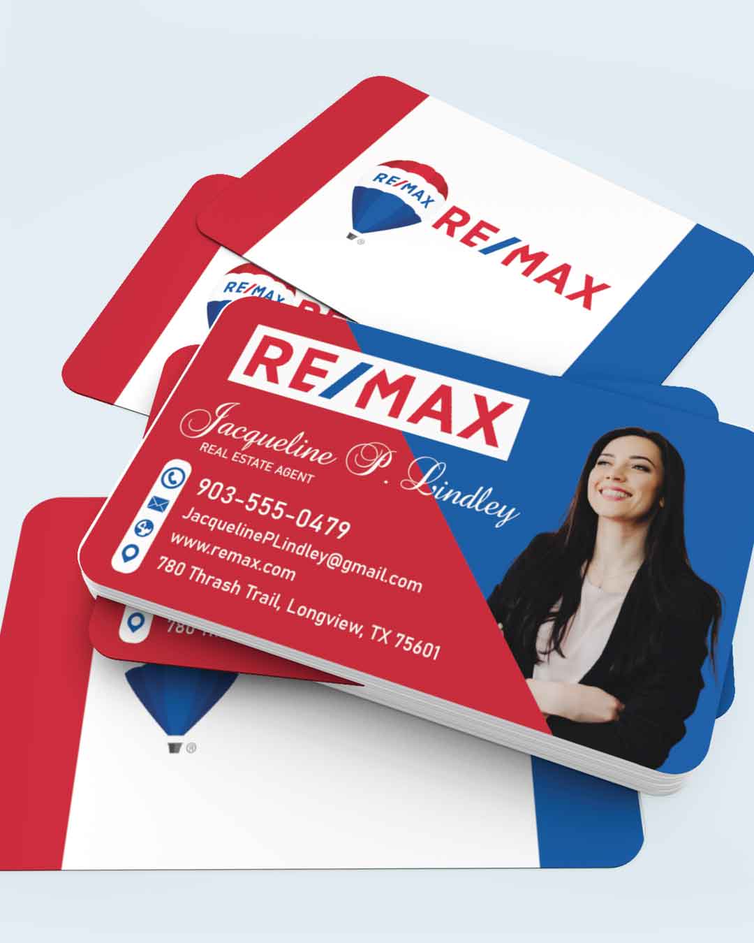 AP Printing - Remax Modern Red and Blue Standard Business Cards - Custom Printing Services