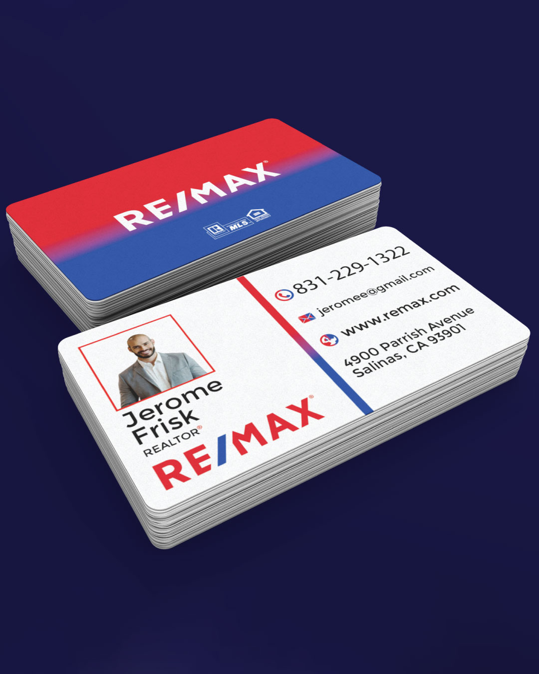 Remax Gradient Blue and Red Business Cards