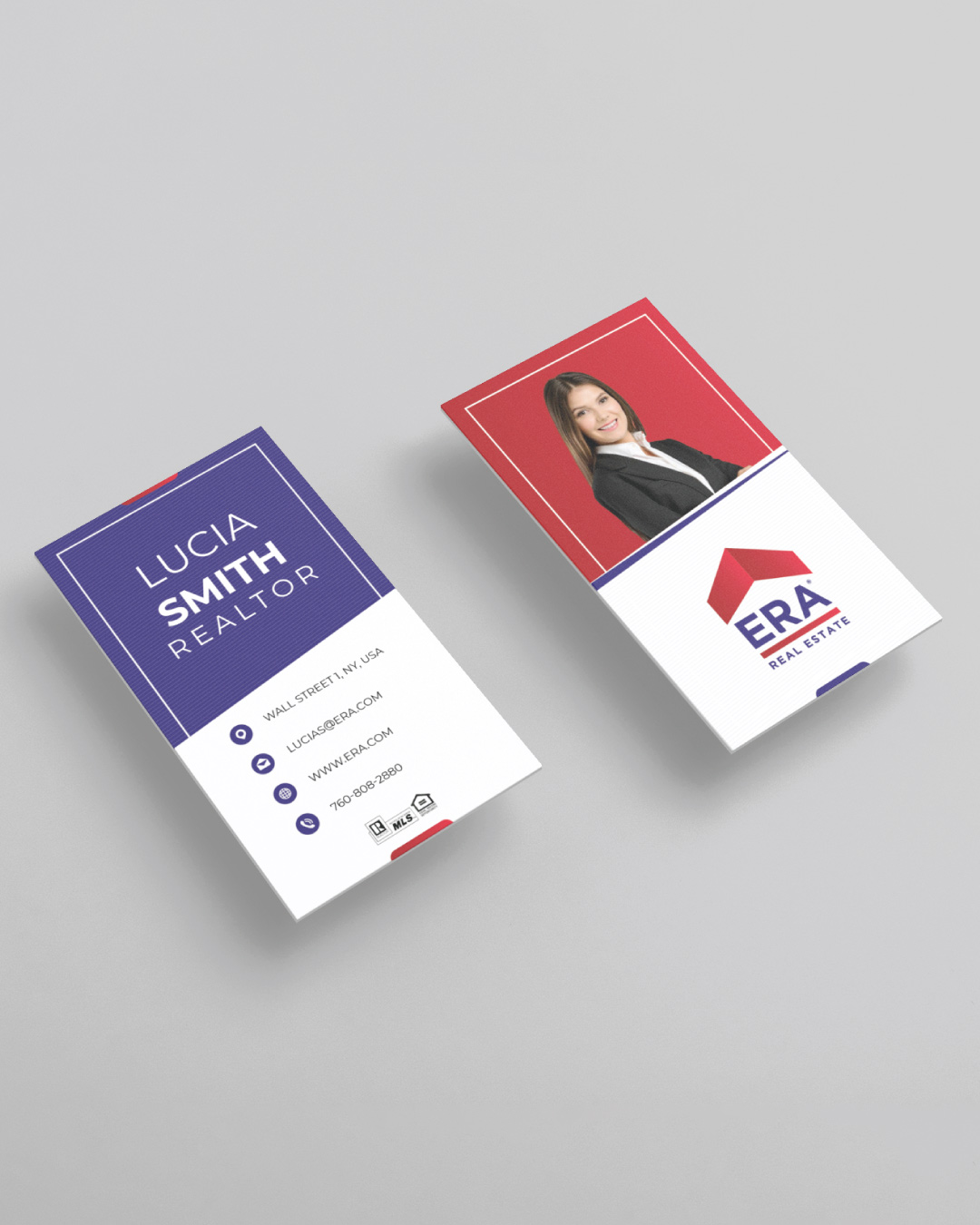 ERA Striped Design with White Frame Business Cards