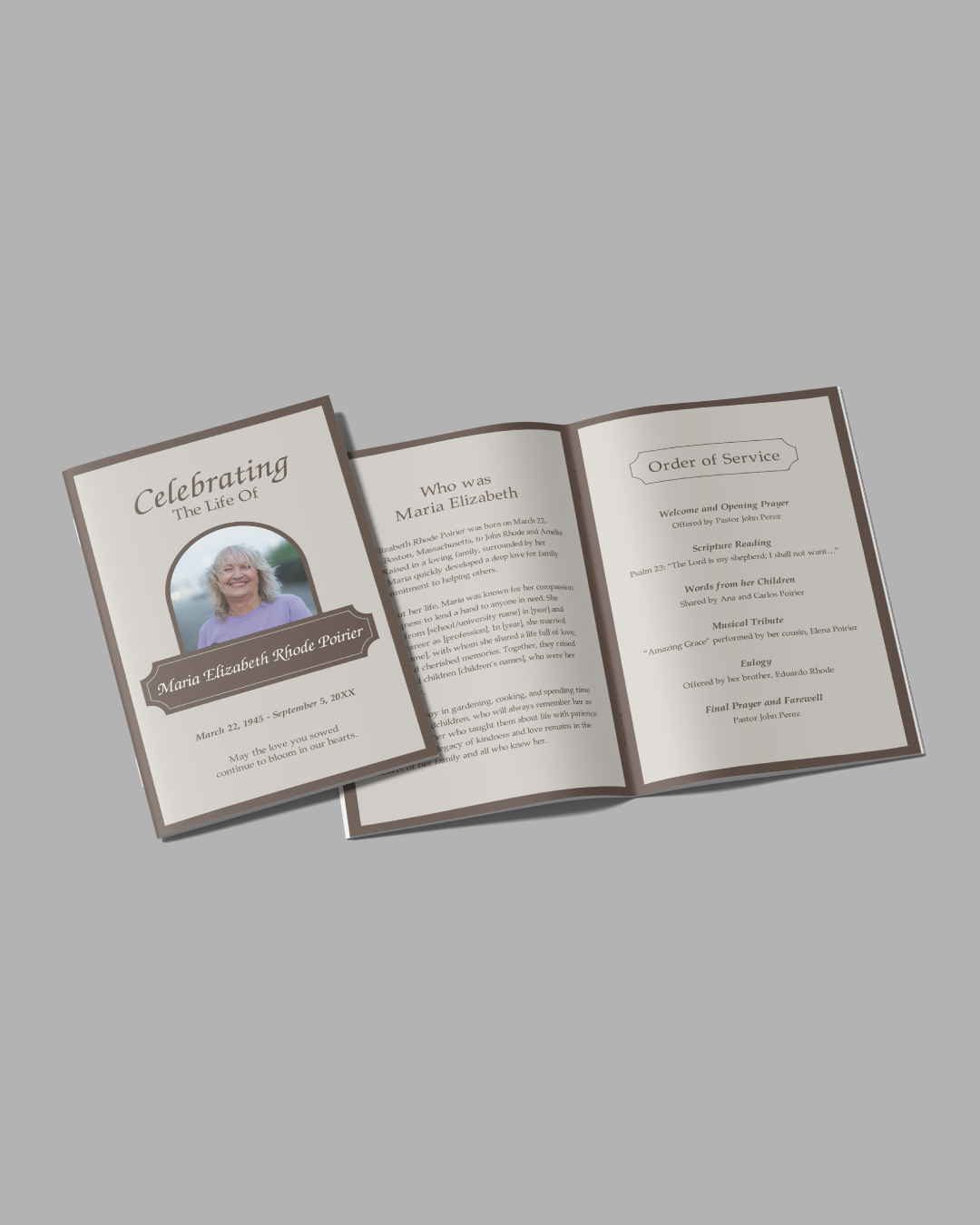 Brown Border Funeral Booklet