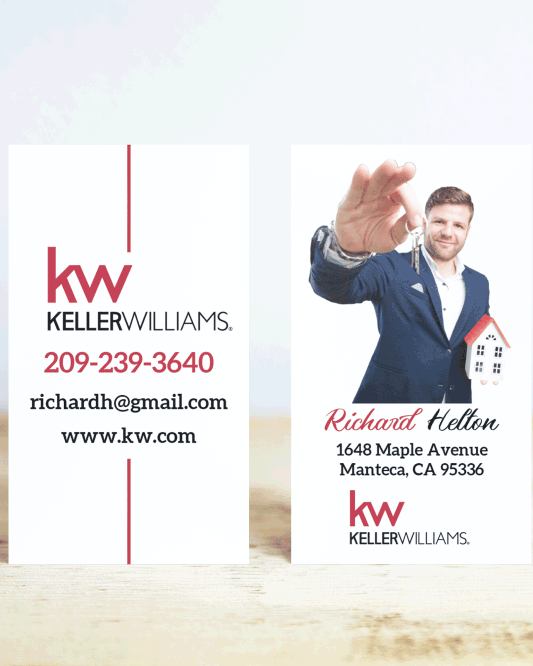 AP Printing - Keller Williams Realty Red Stripe Standard Business Cards - Custom Printing Services
