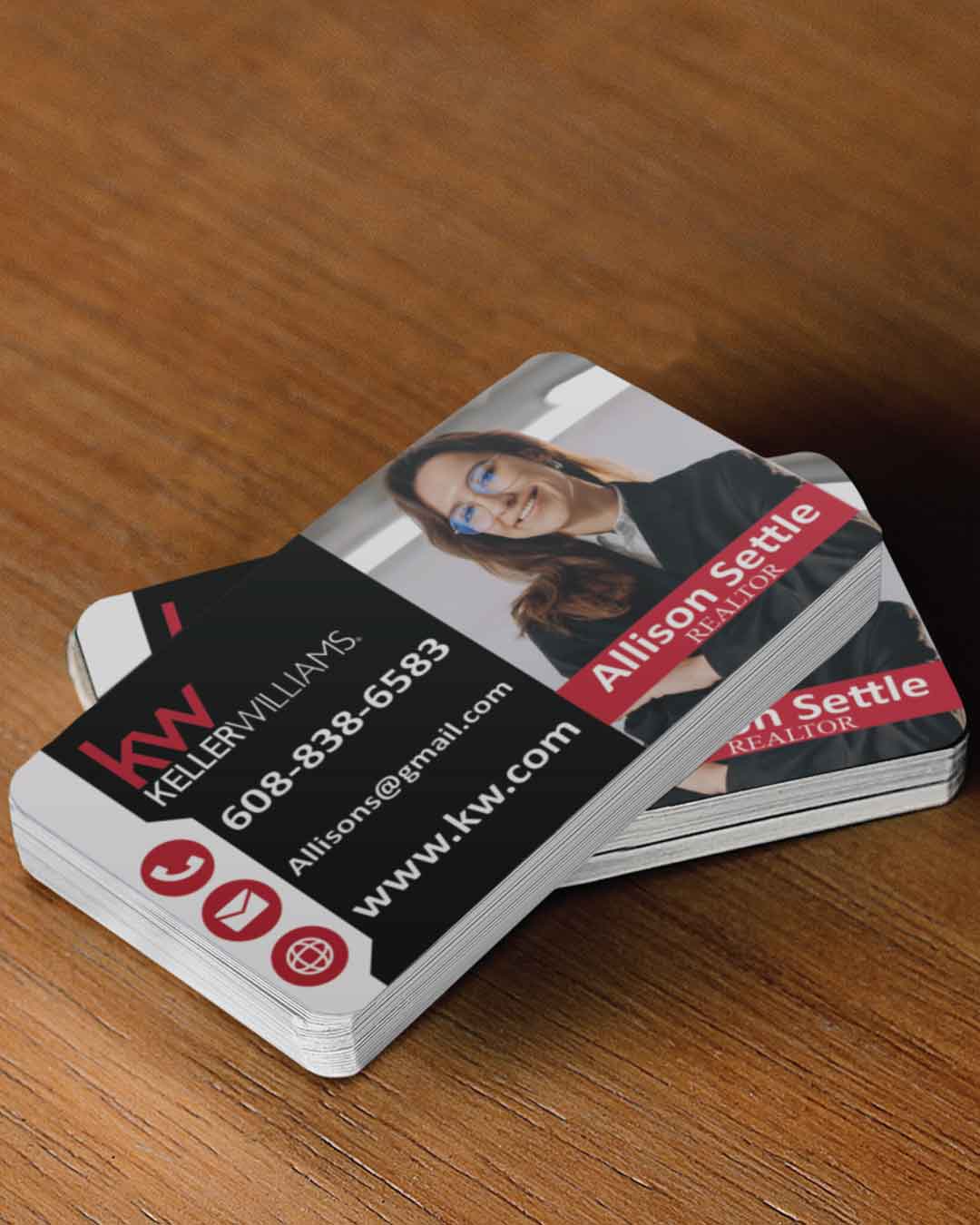 Keller Williams Realty Black and White Design Standard Business Cards AP Printing - Keller Williams Realty Black and White Design Standard Business Cards - Custom Printing Services