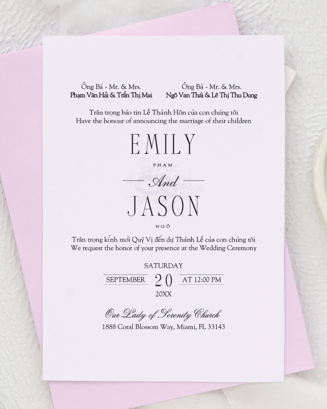Black White Elegance Simple Flat 5x7 Wedding Invitation AP Printing - Black White Elegance Simple Flat 5x7 Wedding Invitation - Custom Printing Services