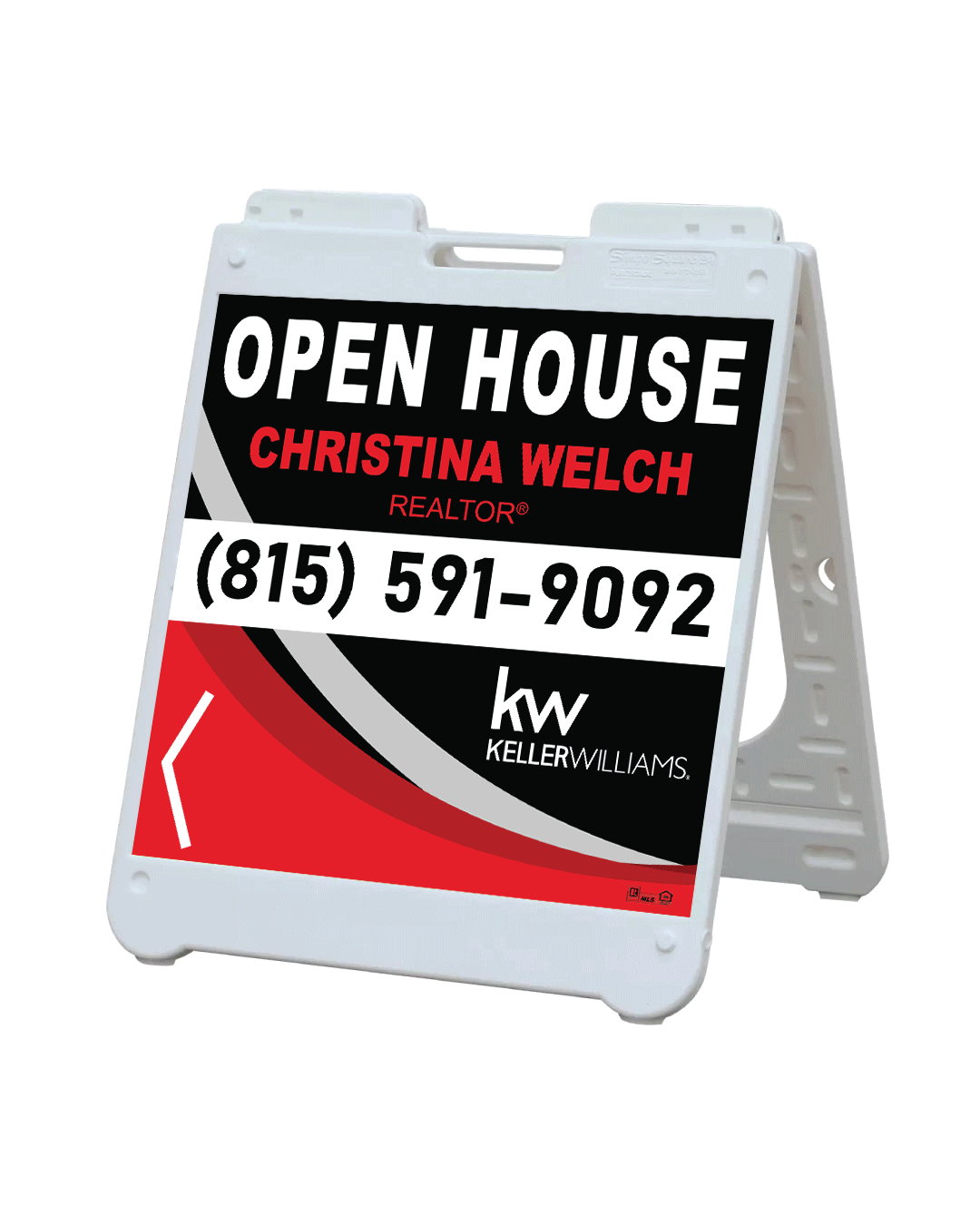 Keller Williams Realty Curves with Three Colors A-Frame Sign 24x24