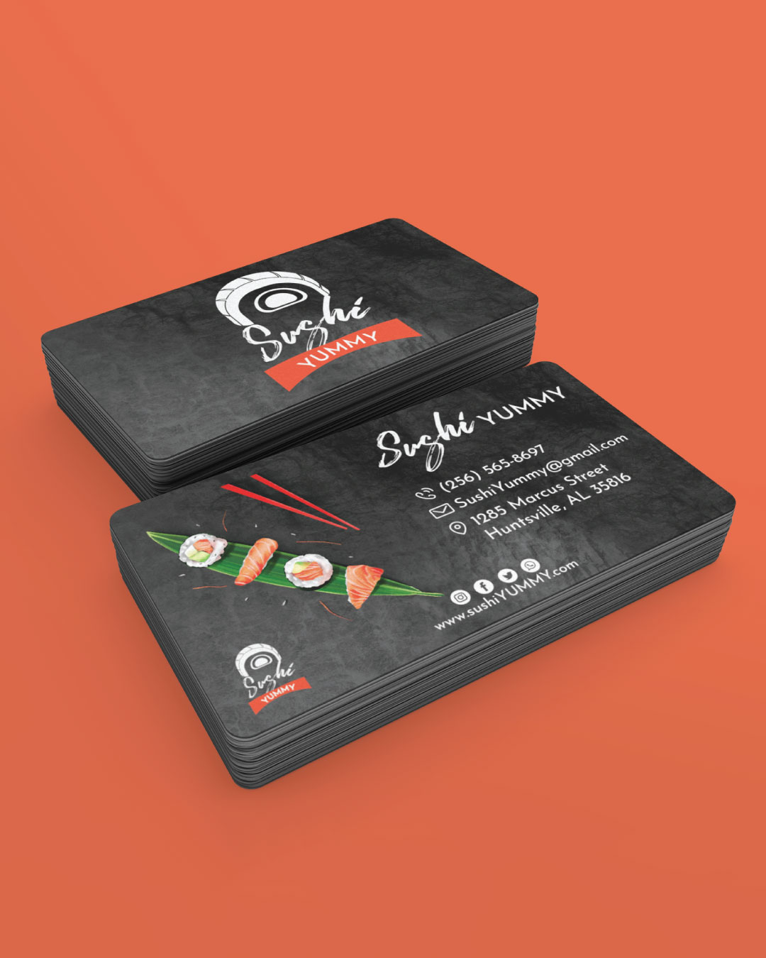 Black Sushi Painted Edge Business Cards