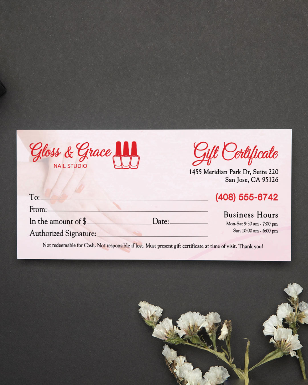 Pink Charm Nails & Spa Gift Certificate
