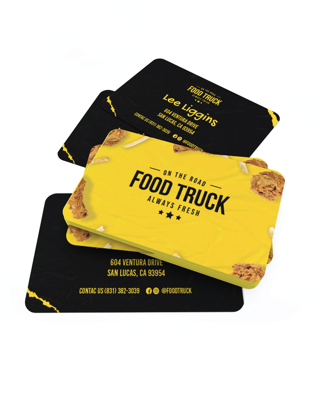 Yellow and Black Painted Edge Business Cards
