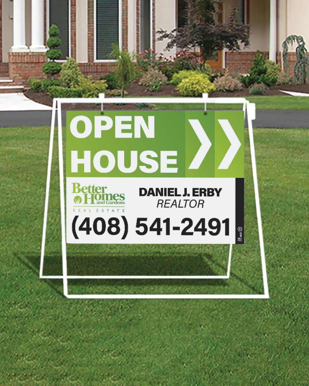 BHGRE Green Gradient with White Arrow Metal Sidewalk A-Frame