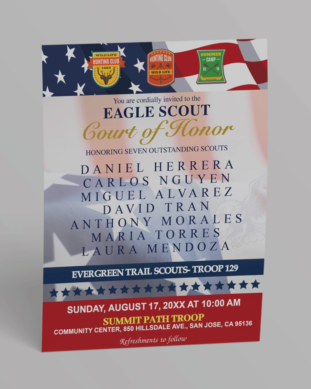 Patriotic Honor Ceremony Flyers AP Printing - Patriotic Honor Ceremony Flyers - Custom Printing Services