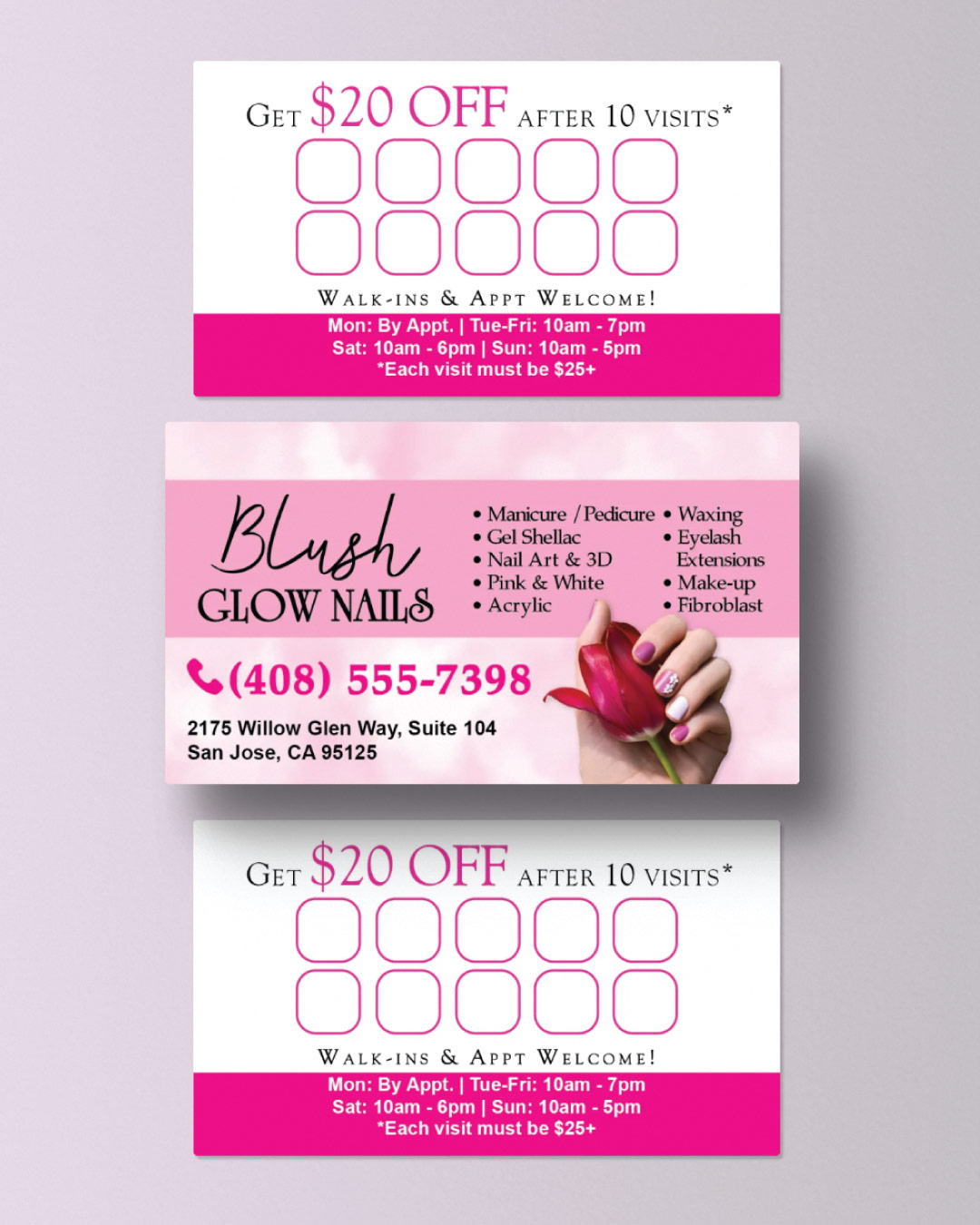 Pink Tulip Charm Standard Business Cards AP Printing - Pink Tulip Charm Standard Business Cards - Custom Printing Services