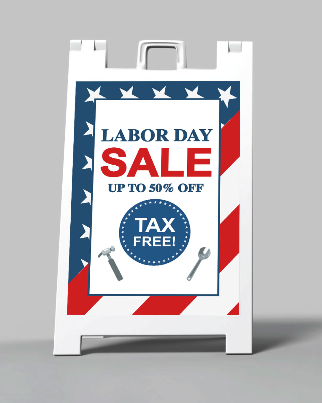 Flag Diagonal With Tools A-Frame Sign