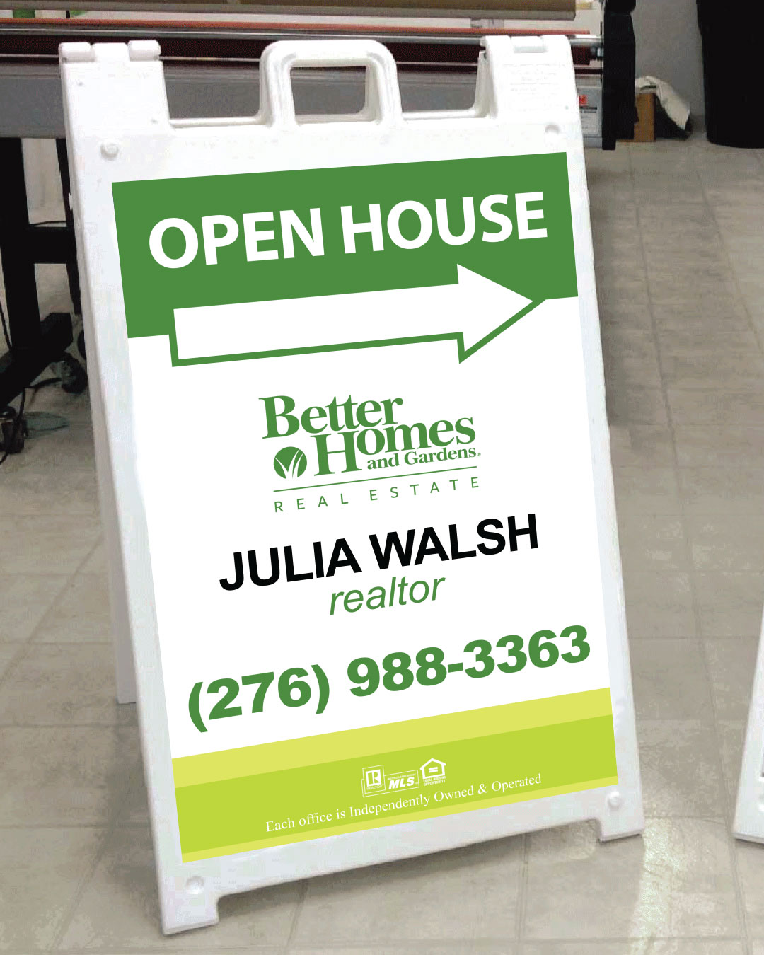 BHGRE Verdant Hues A Frame Sign