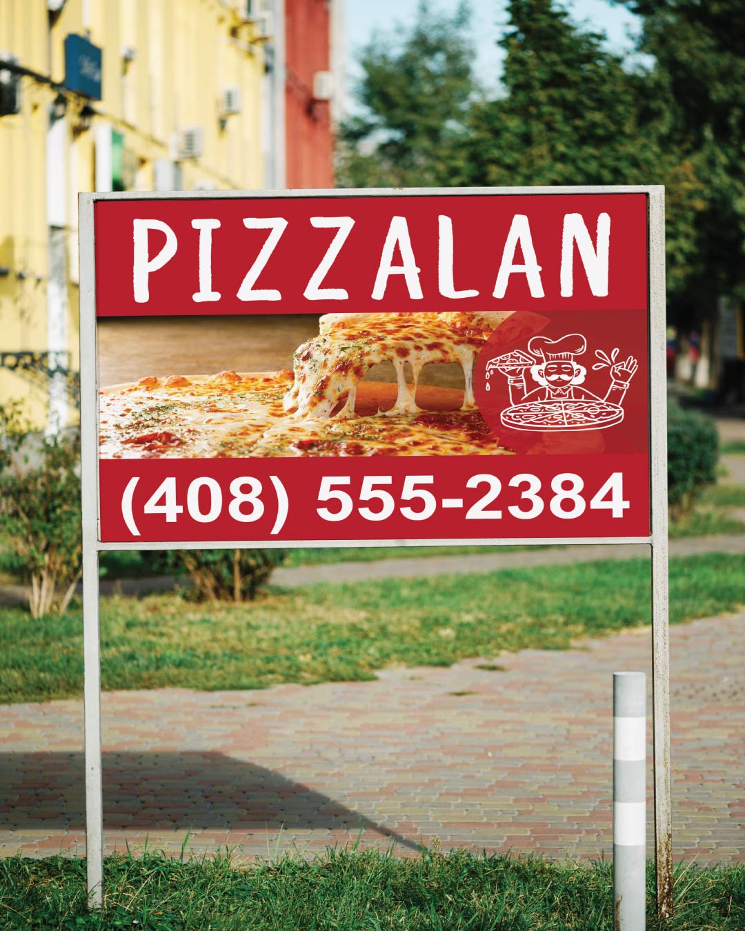 Cheesy Slice Hotline Business Yard Sign
