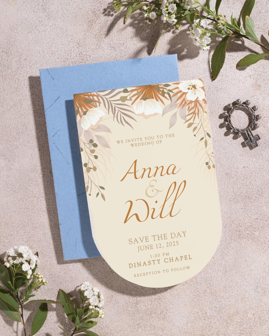 Cappuccino Flowers Unique Style Wedding Invitations