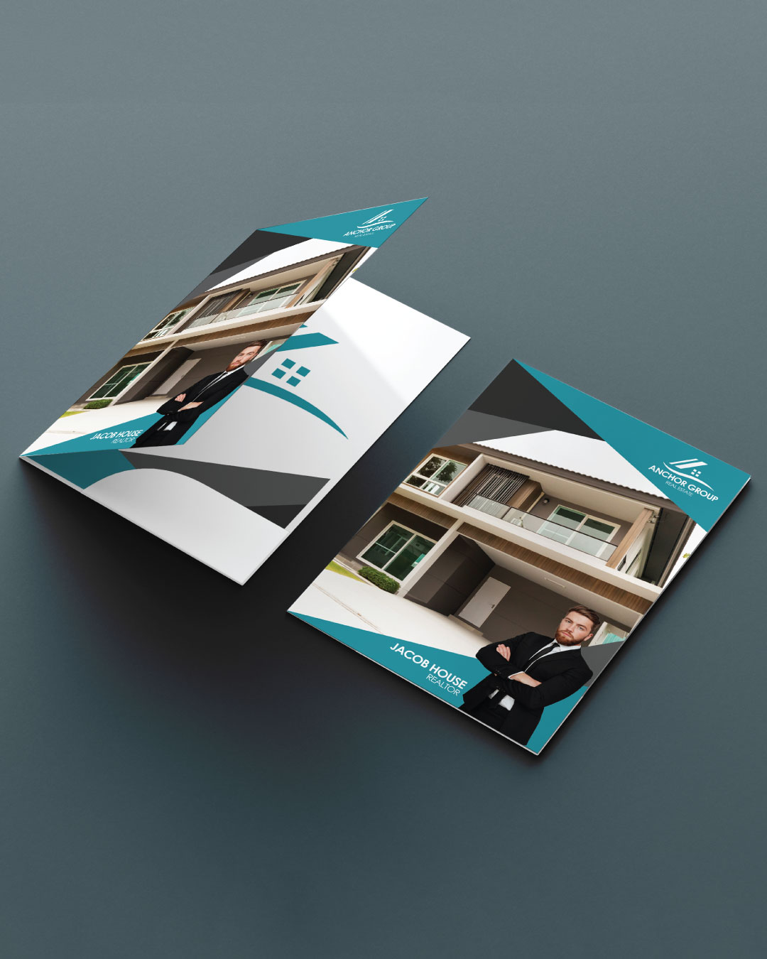 Turquoise and Gray Presentation Folders