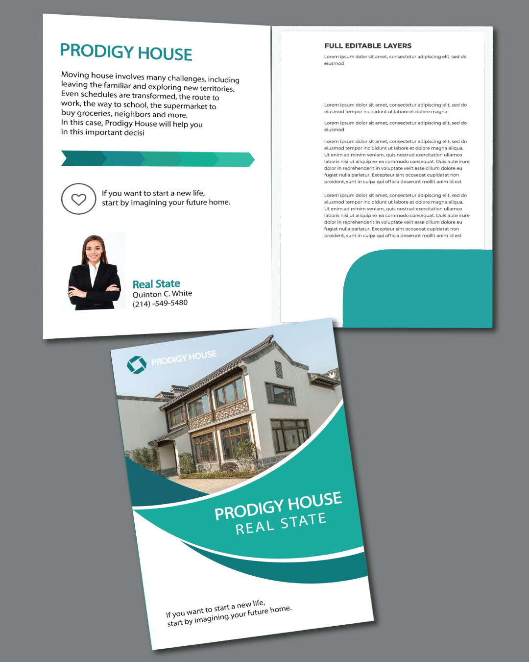 Turquoise Minimalist Presentation Folders