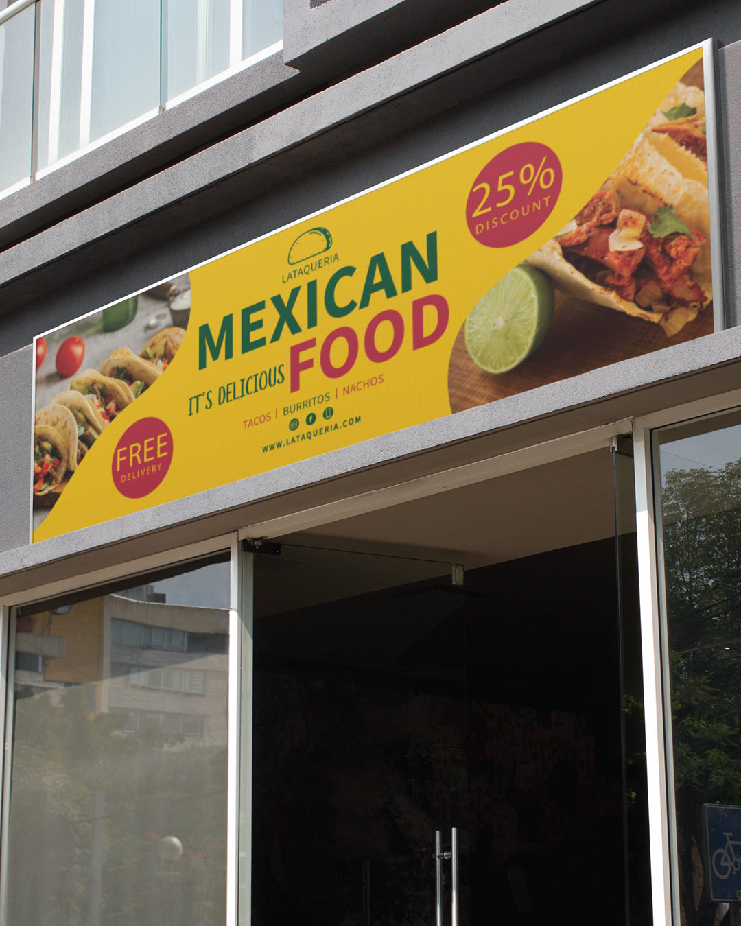 Tacos with Yellows Banners