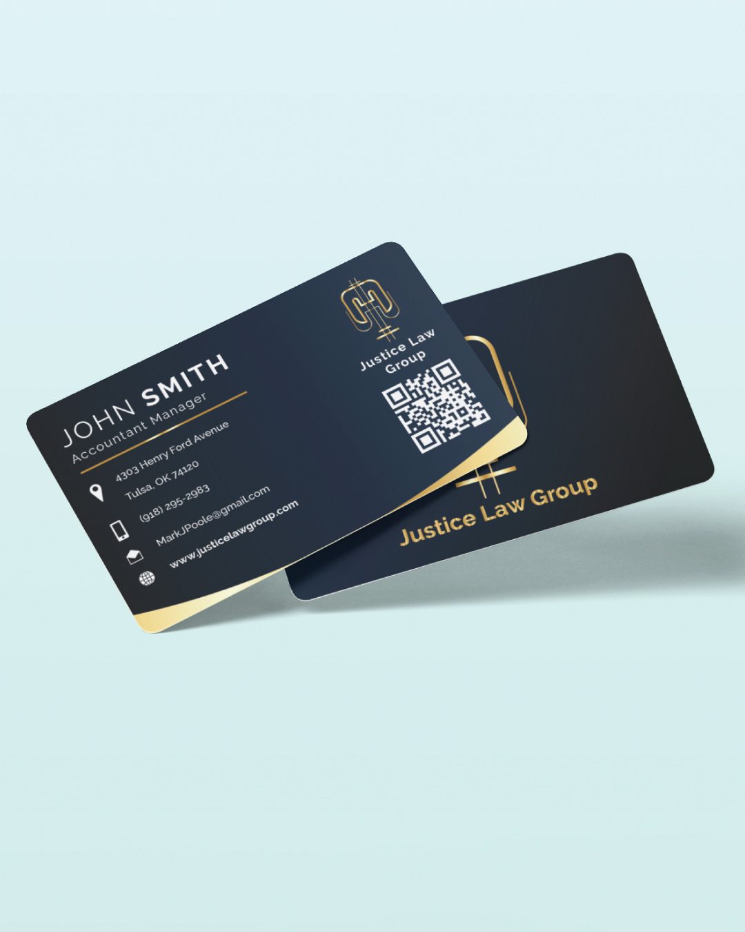 Elegant Blue with Gold Standard Business Cards