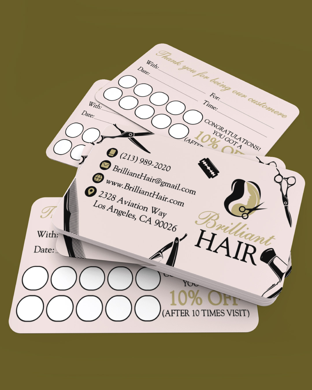 AP Printing - Beautiful Hairdressing Instruments Painted Edge Business Cards - Custom Printing Services