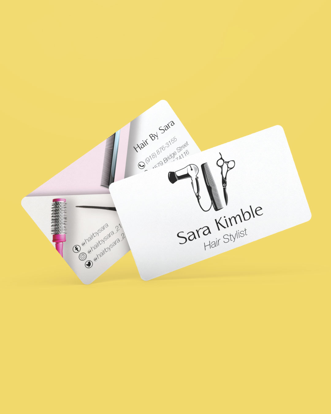 Beautiful Drawings with Pink Business Cards