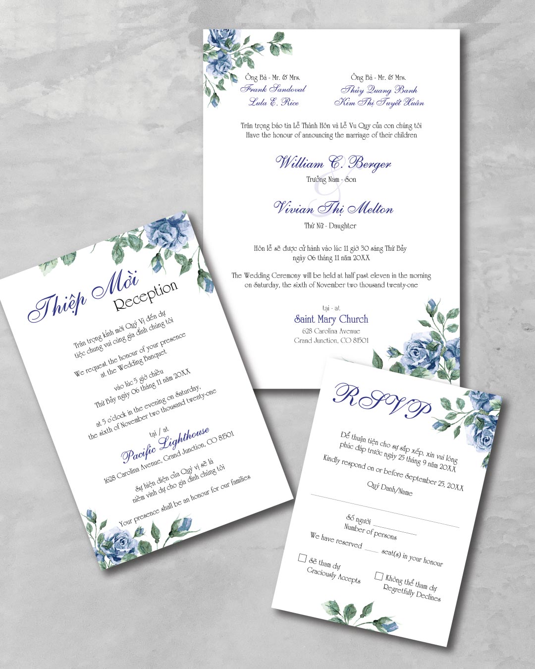 AP Printing - Serene Bloom Simple Flat 5x7 Wedding Invitation - Custom Printing Services