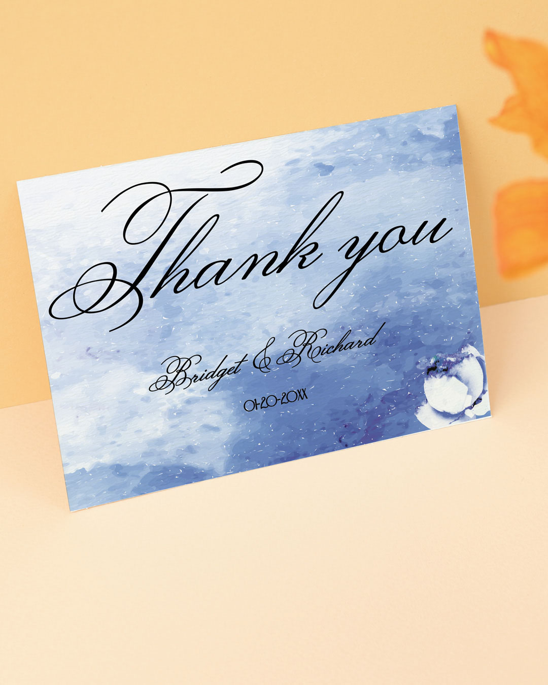 Beautiful Blue Watercolor Thank You Cards Wedding