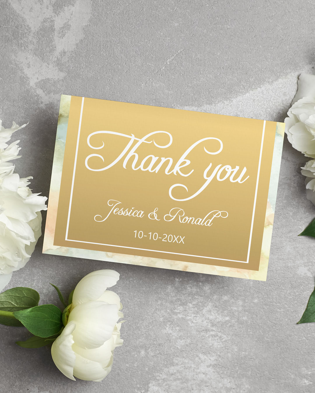 Marbled Design with Gold Thank You Cards Wedding