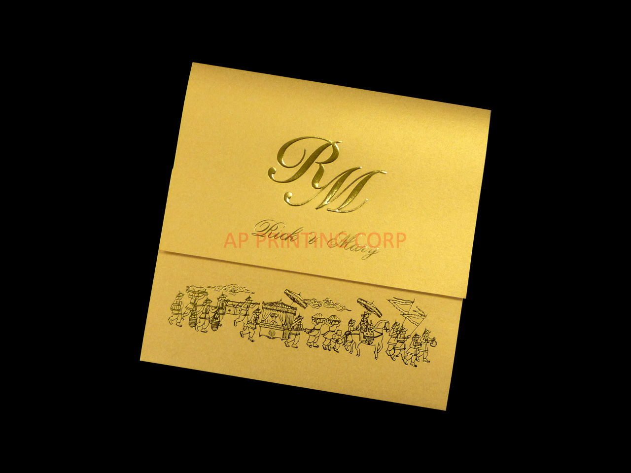 PSQ-77-MNM-EF-RD6 Gold, Fizz, Poison Ivory Pocket & Folder Invitation