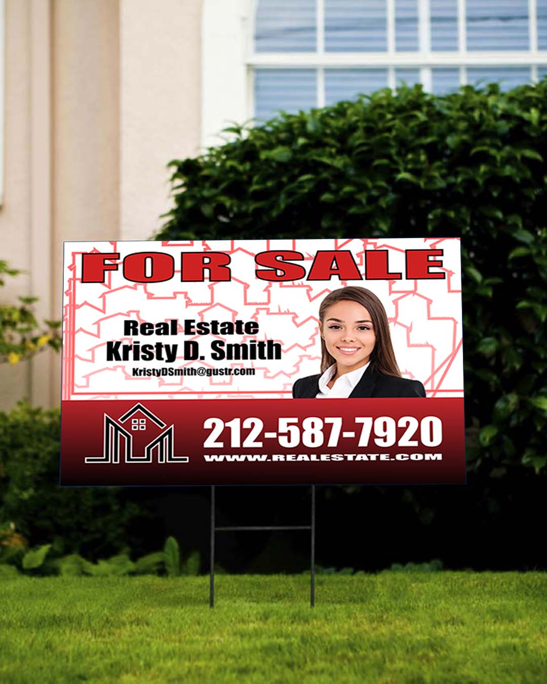 Striking Red and Soft Pink Yard Sign Display
