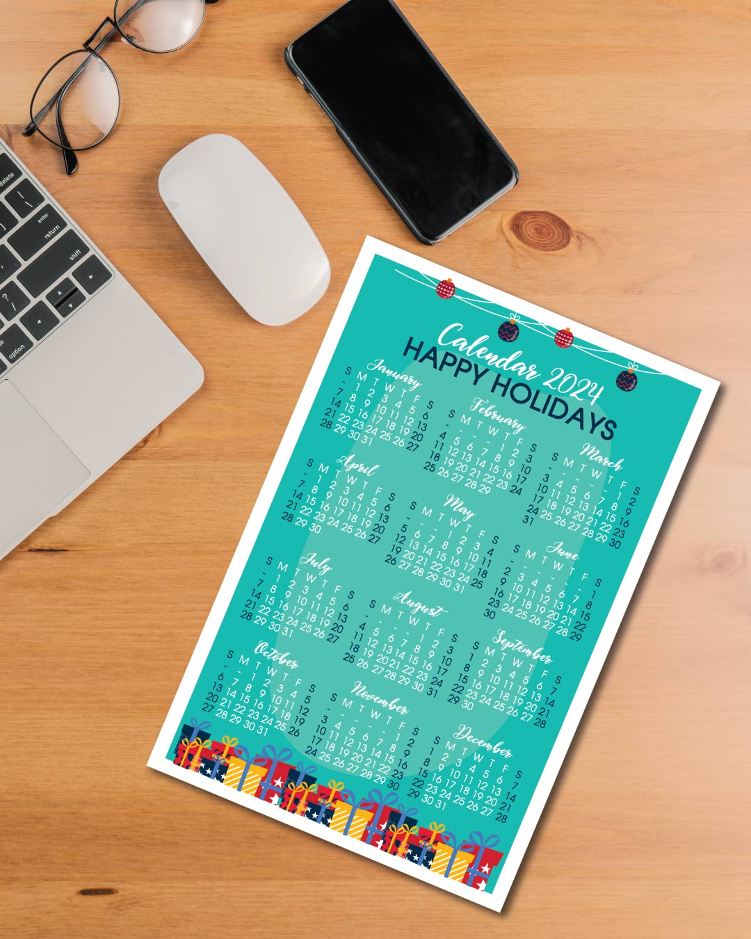 Seagreen Christmas Gifts Calendar