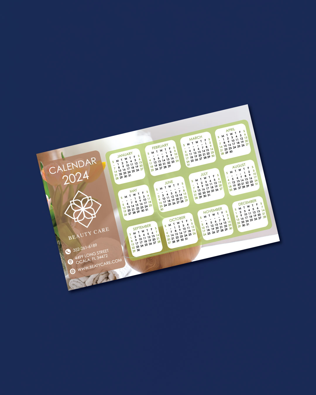 Sleek Cream Spa Calendar