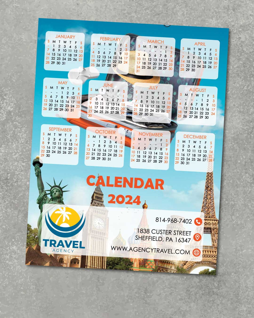 Travel-Inspired Simple Calendar