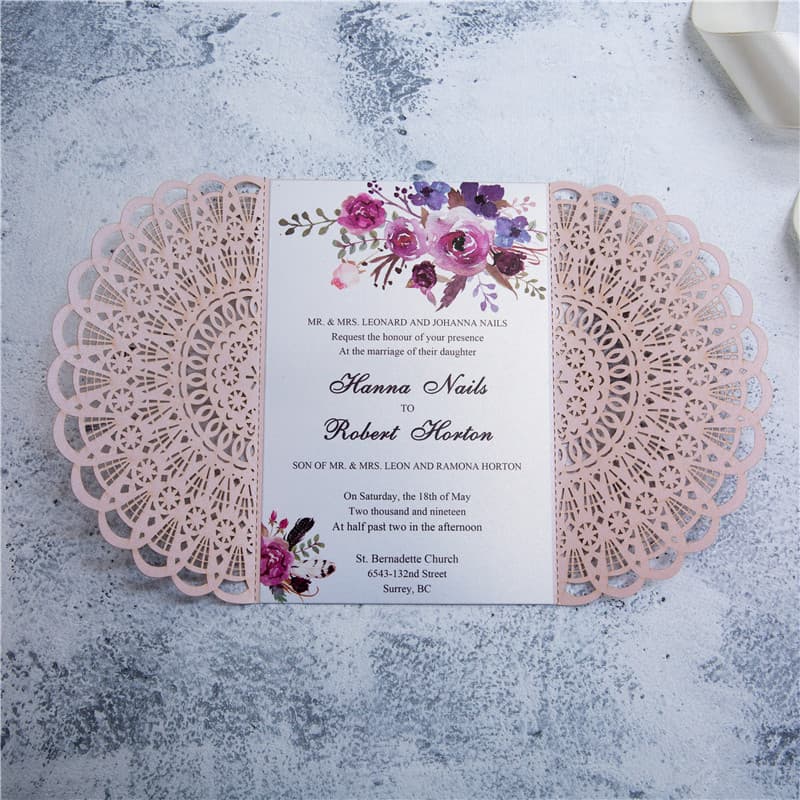 Graceful Lace Laser Cut Wedding Invitation