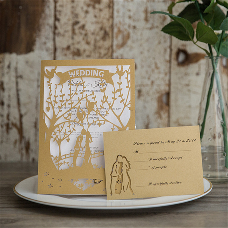 Intricate Flower Lace Laser Cut Wedding Invitation