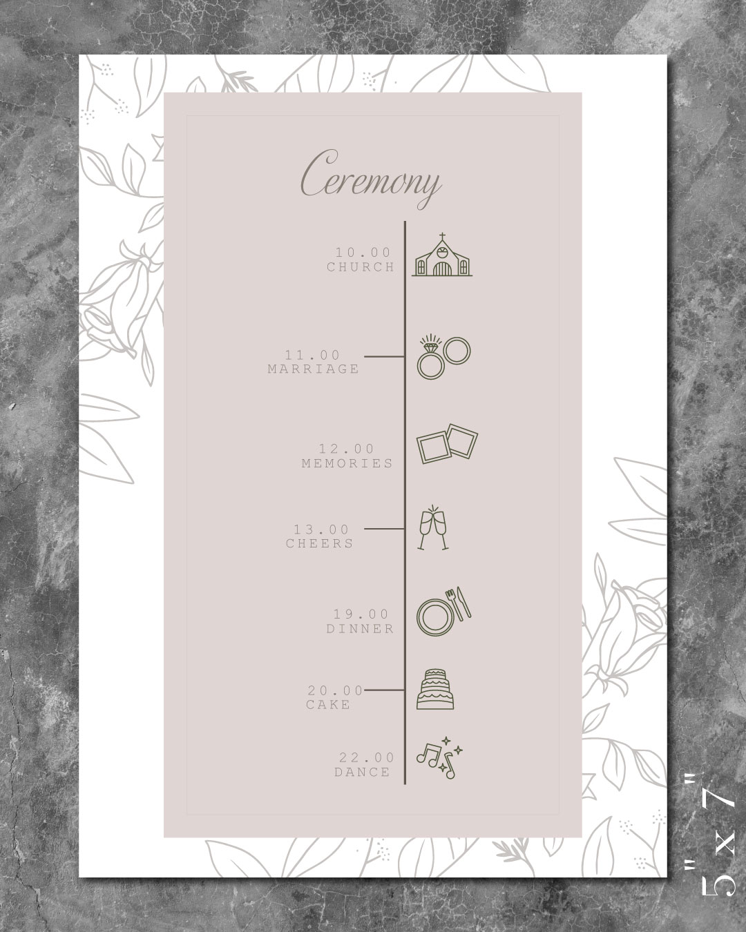 Contour Of Gray Flowers Wedding Program Cards