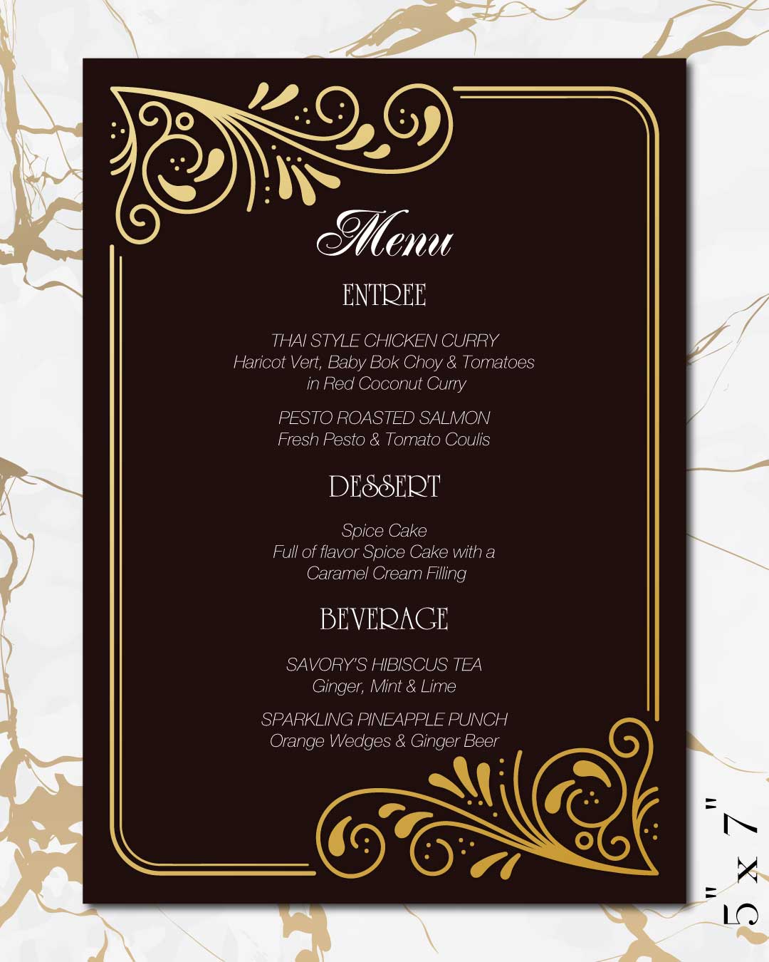 Black Menu With Gold Wedding Menu Cards