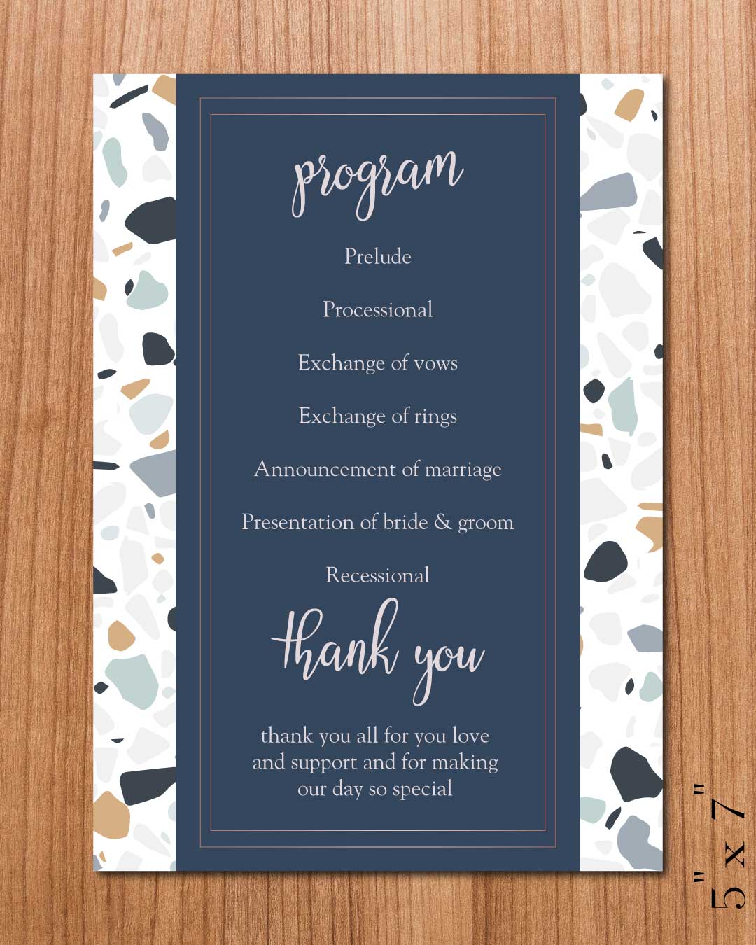 Imitation Granite Wedding Program Cards