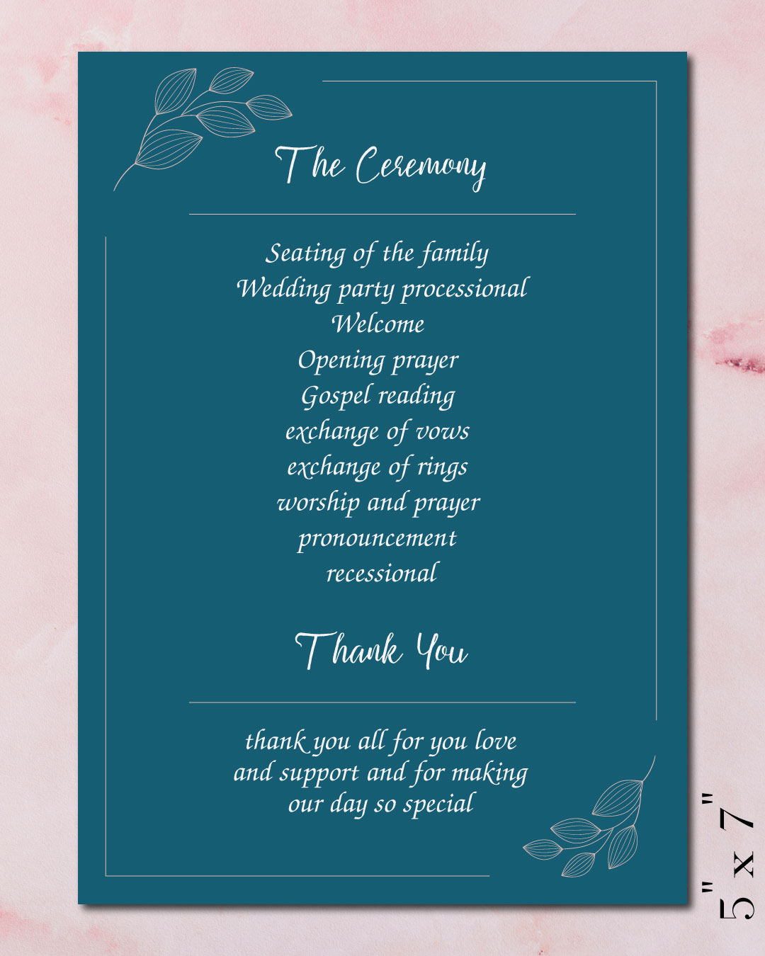 Bluish Atmosphere Theme Wedding Program Cards