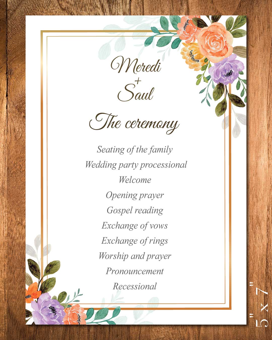 Roses In Various Colors Wedding Program Cards
