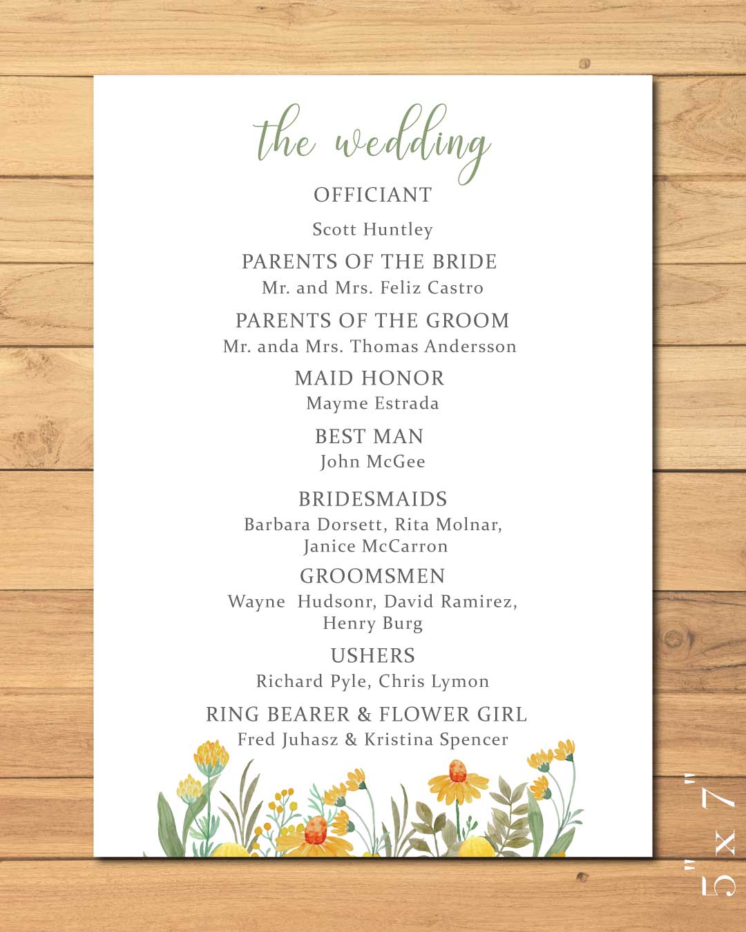 Beautiful Spring Flowers Wedding Program Cards