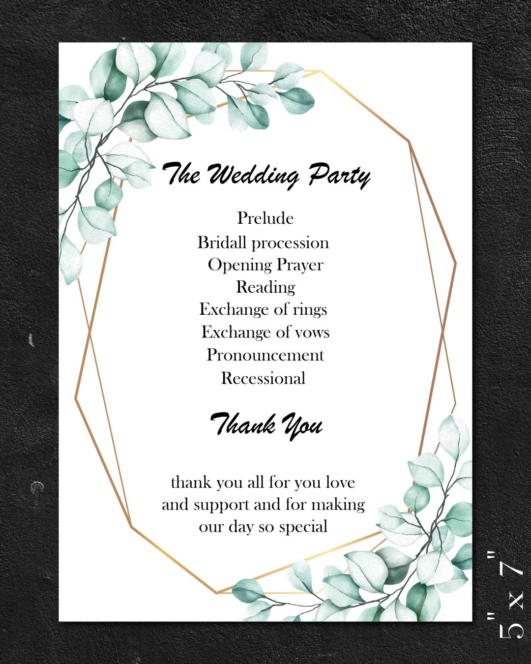 Golden Geometric Frame Wedding Program Cards